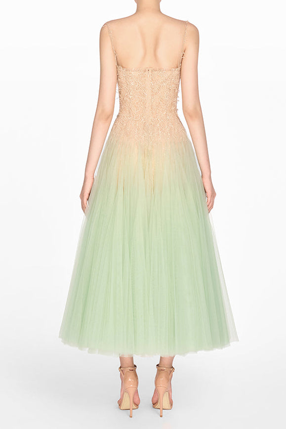 MINT OMBRE LACE MIDI DRESS