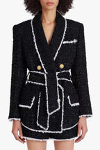 Flowering Girl Women Mishka Breasted Tweed Jacket - Black