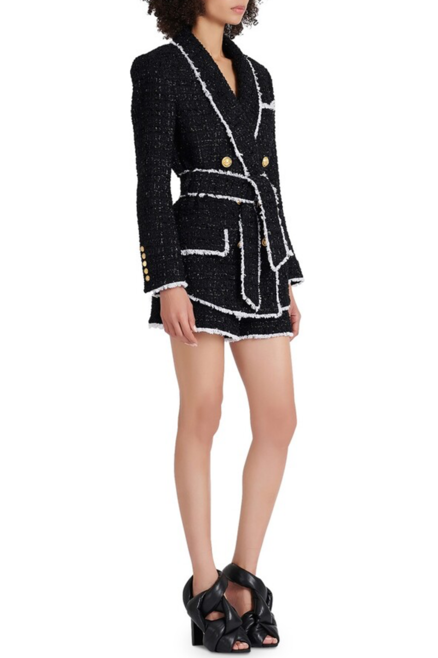 Flowering Girl Women Mishka Breasted Tweed Jacket - Black