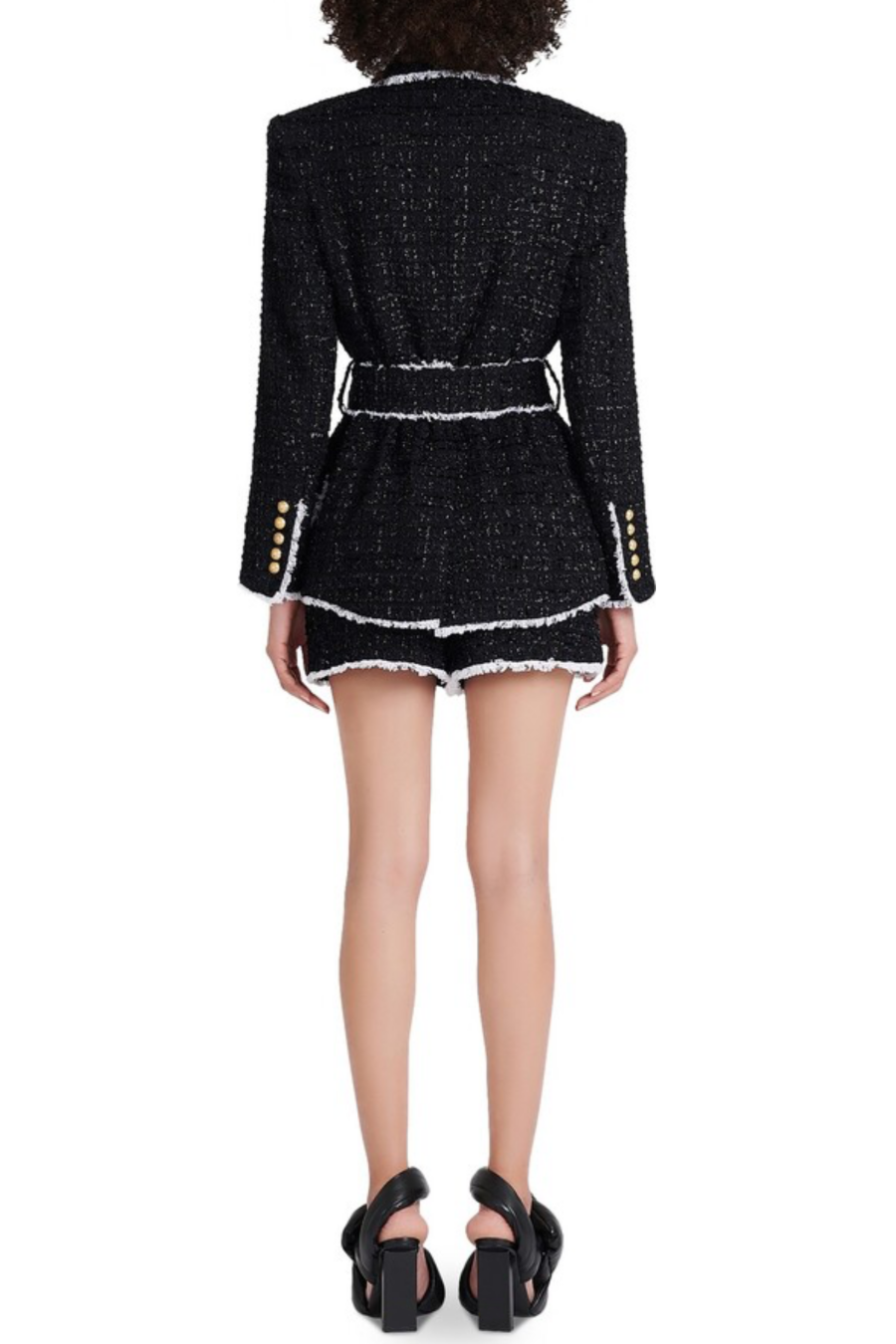 Flowering Girl Women Mishka Breasted Tweed Jacket - Black
