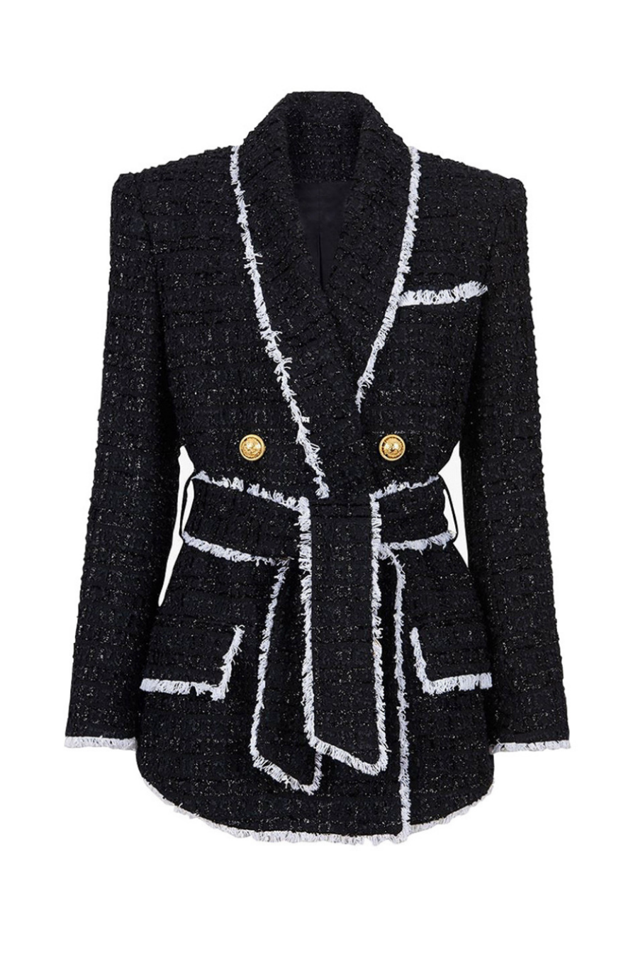 Flowering Girl Women Mishka Breasted Tweed Jacket - Black