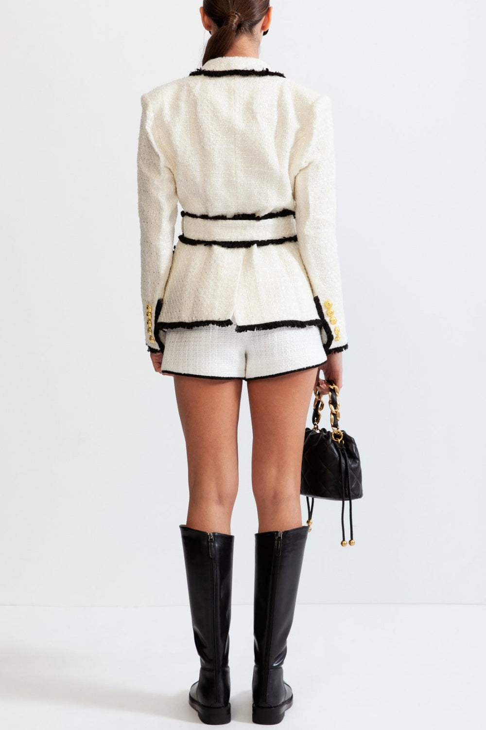 Flowering Girl Women Mishka Breasted Tweed Jacket - White