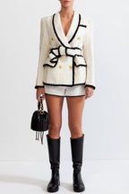 Flowering Girl Women Mishka Breasted Tweed Jacket - White