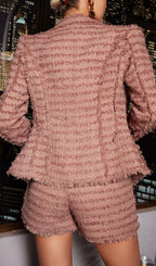 Flowering Girl Women FRINGE KNITTED BLAZER IN BROWN