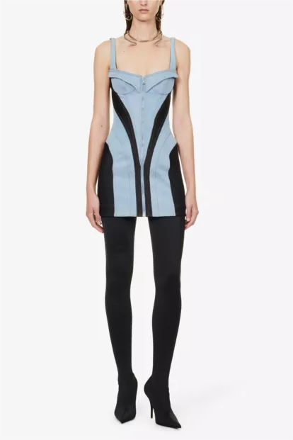 Flowering Girl Women Morgan Panelled Denim Mini Dress