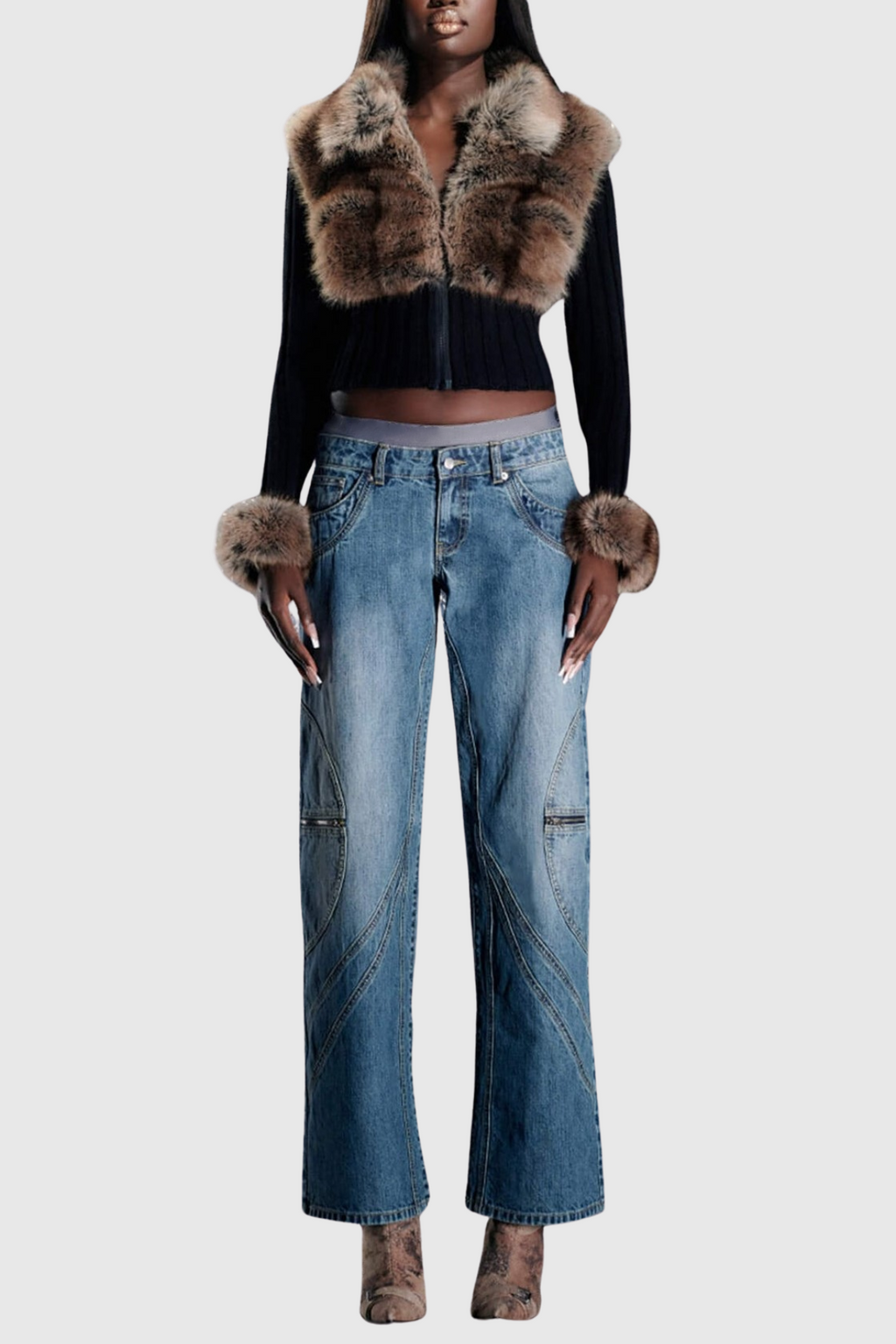 Geraldine Faux Fur Knit Coat