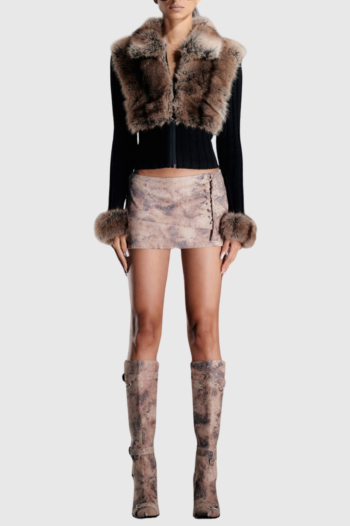 Geraldine Faux Fur Knit Coat