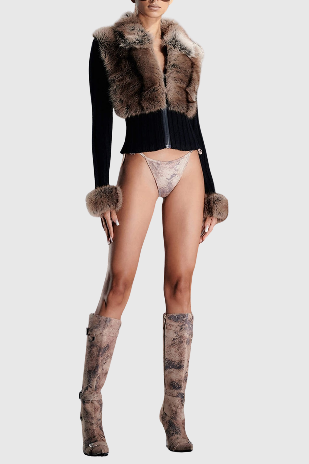 Geraldine Faux Fur Knit Coat