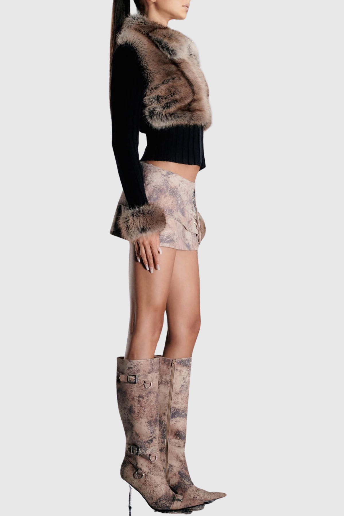 Geraldine Faux Fur Knit Coat