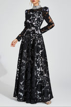 Flowering Girl Women sheila Black Diamond embroidered tulle Maxi Dress