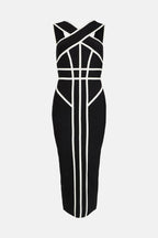 Flowering Girl Women Myrna Cross Strap Color Block Midi Slit Dress