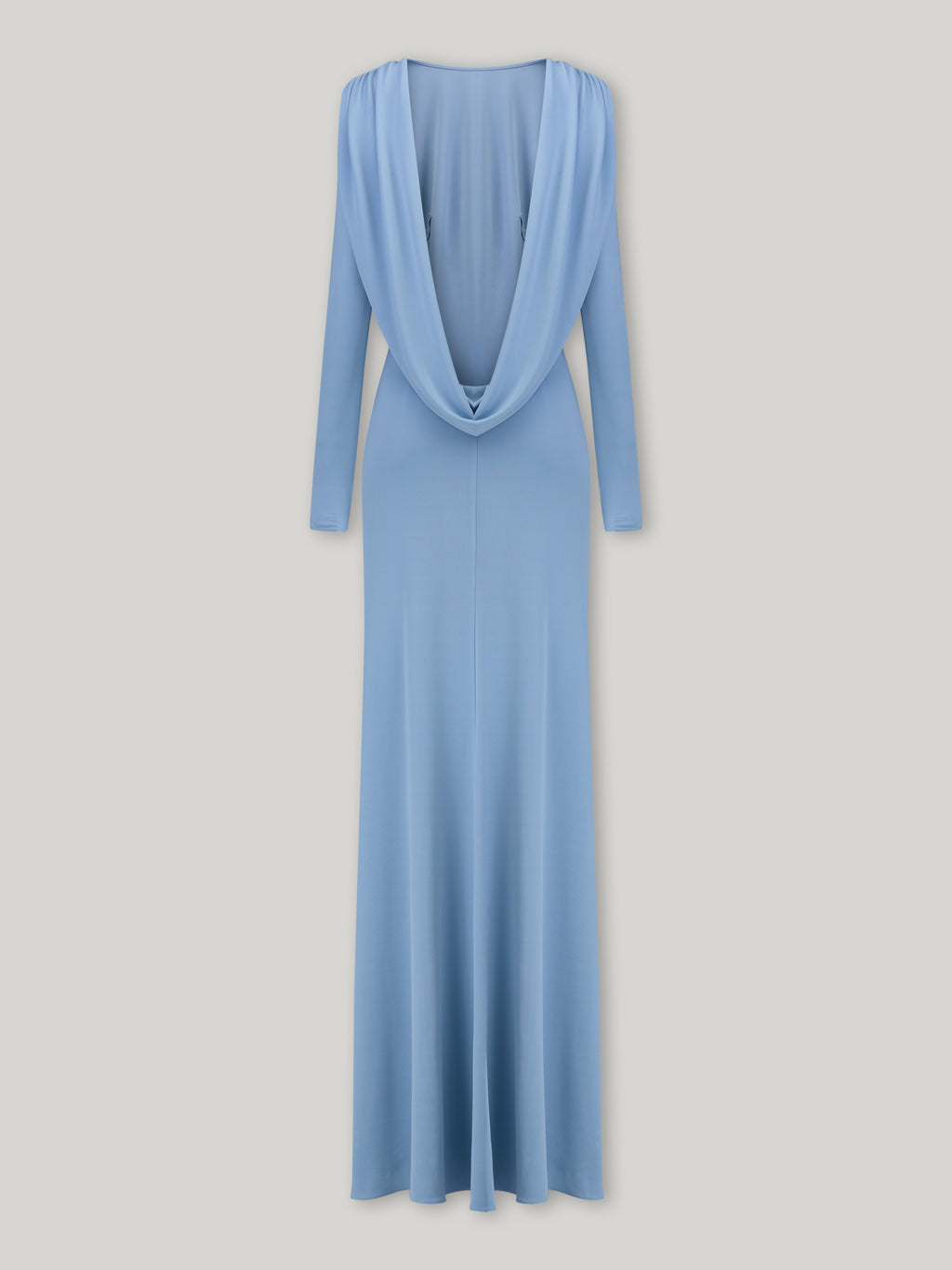 vicky Knitted long sleeves backless bodycon maxi dress in blue