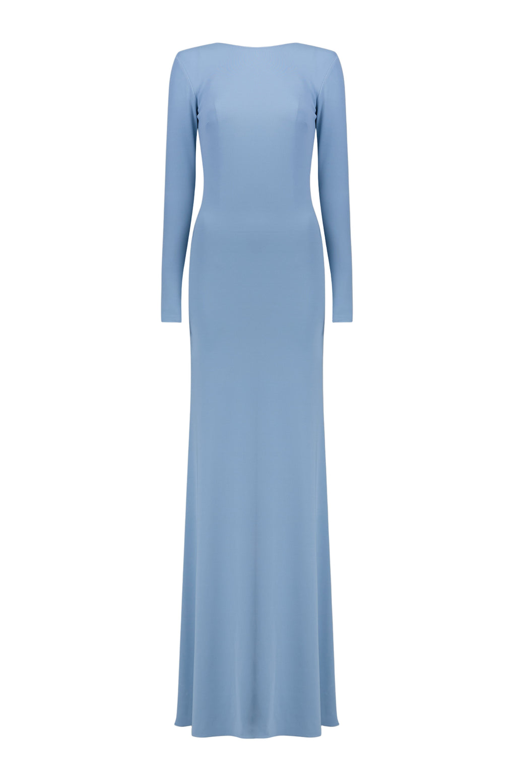 vicky Knitted long sleeves backless bodycon maxi dress in blue