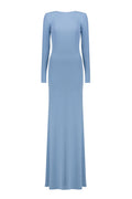 vicky Knitted long sleeves backless bodycon maxi dress in blue