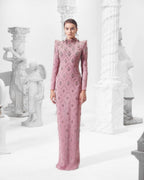 Katherine Pink Straight Cut Diamond Maxi Dress