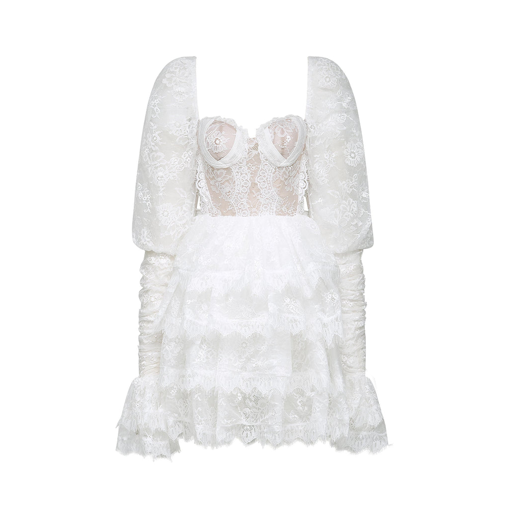 Flowering Girl Women Uiala Lace Puff Sleeves Mini Dress