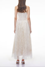 Nadir White Pleated Lace Maxi Dress