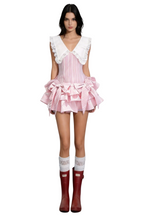 Nalaya Bow Stripe Puffy Mini Dress - Pink