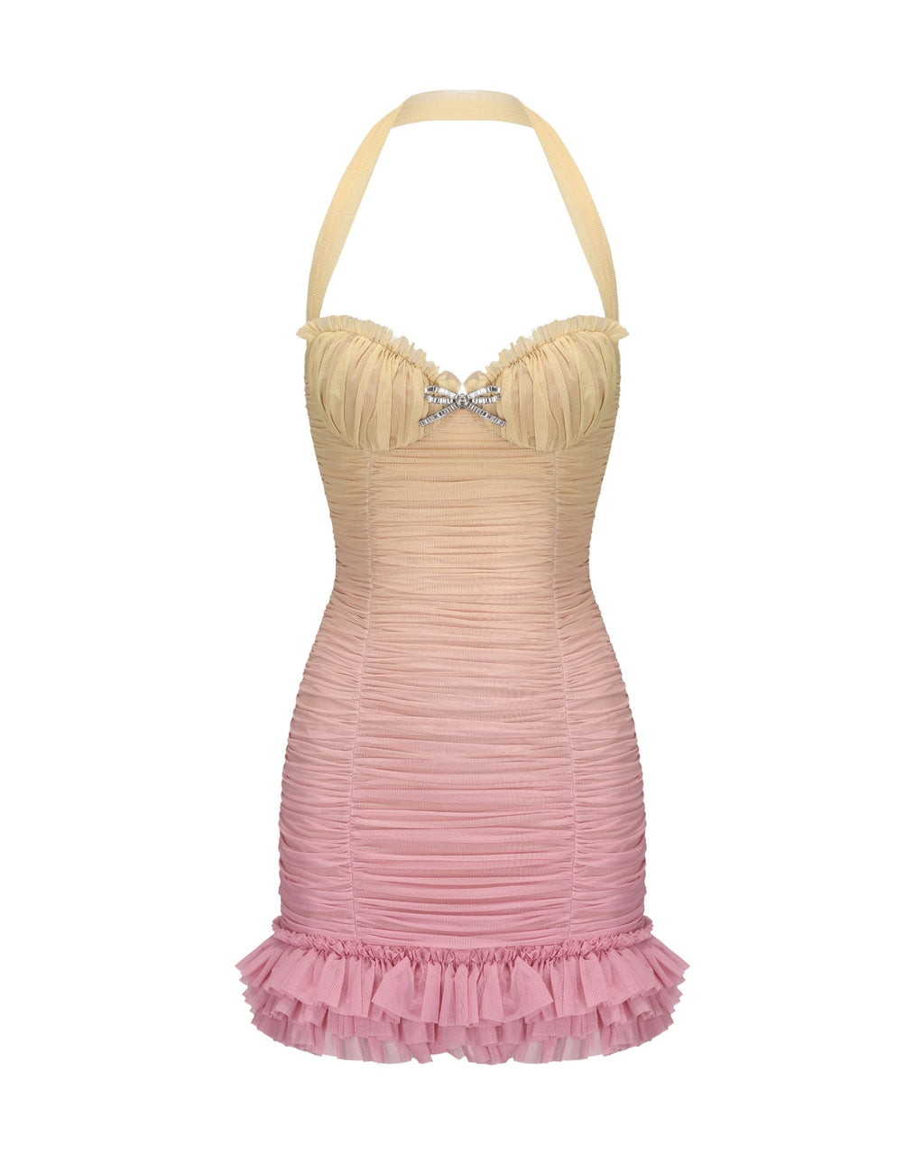 Flowering Girl Women joyce pleated hem mini dress in Gradient yellow