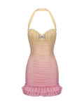 Flowering Girl Women joyce pleated hem mini dress in Gradient yellow