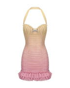 Flowering Girl Women joyce pleated hem mini dress in Gradient yellow