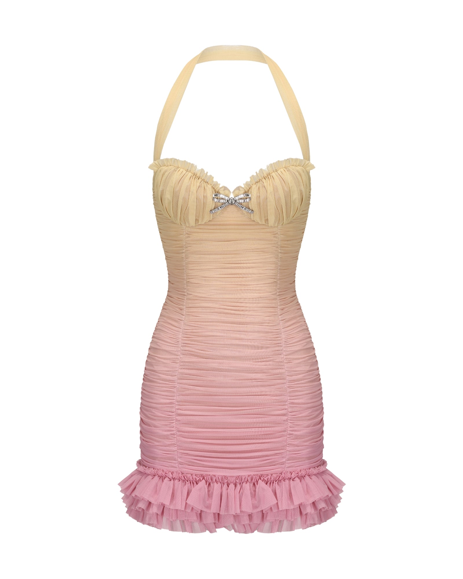 Flowering Girl Women joyce pleated hem mini dress in Gradient yellow