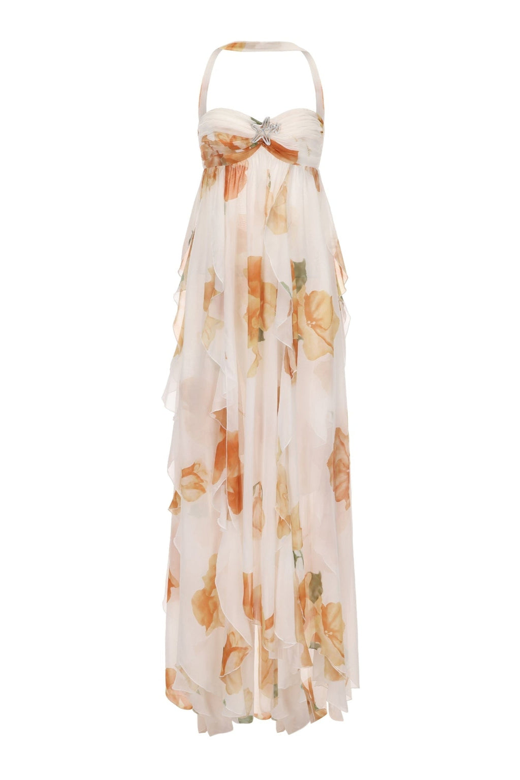 Flowering Girl Women joanna Floral Halter Backless Split Maxi Dress