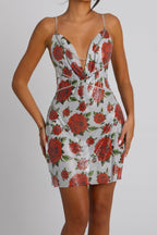 Flowering Girl Women Naomi Floral Chainmail Mini Dress