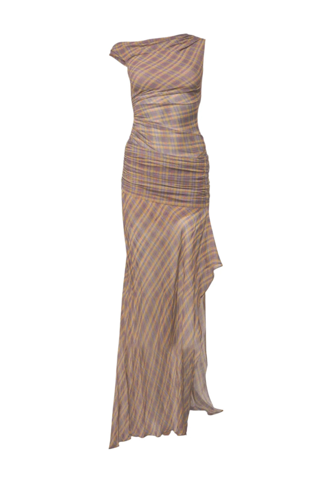 Flowering Girl Women One Shoulder Asymmetric Ruched Maxi Dress