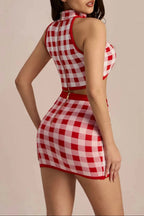 Flowering Girl Women Natalie Gingham Check Bandage Skirt Set