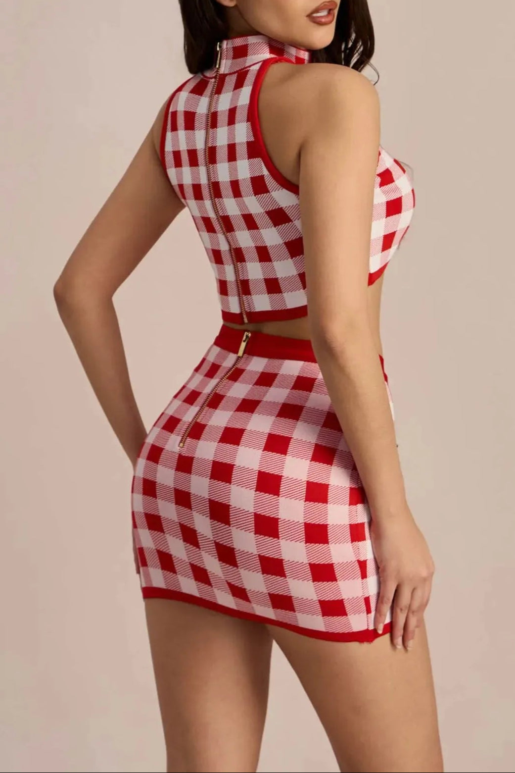 Flowering Girl Women Natalie Gingham Check Bandage Skirt Set