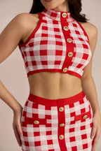 Flowering Girl Women Natalie Gingham Check Bandage Skirt Set