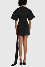 Draped Embellished Mini Dress - Black