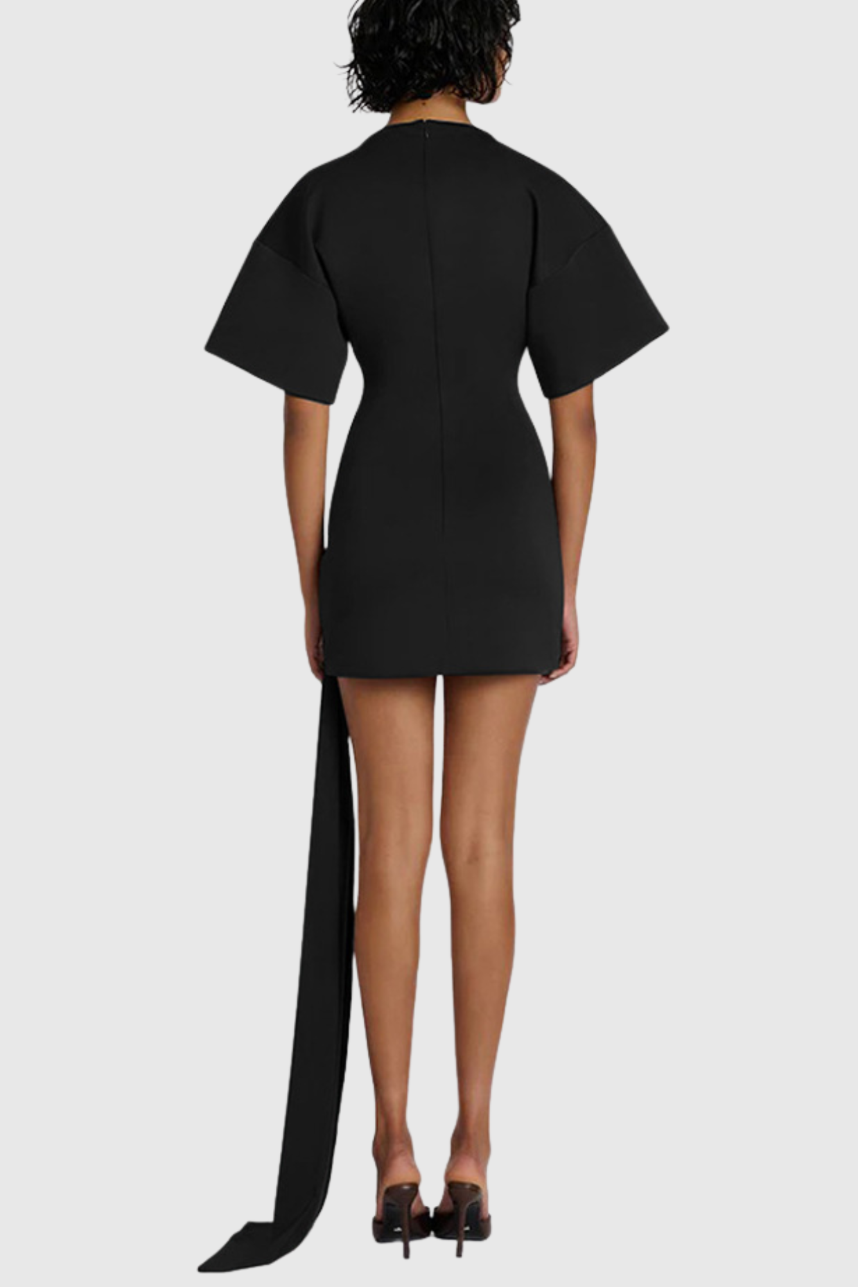 Draped Embellished Mini Dress - Black