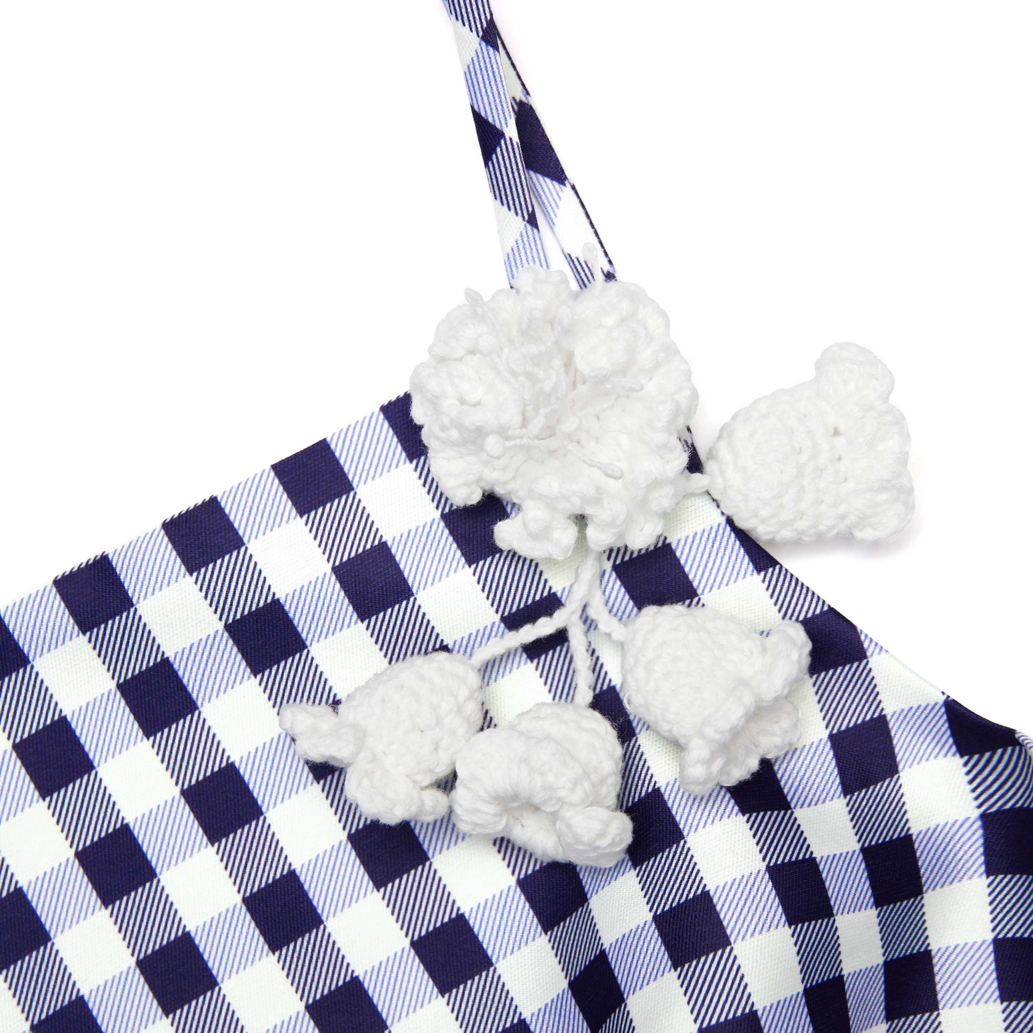 Flowering Girl Women Navy Gingham Taffeta Top