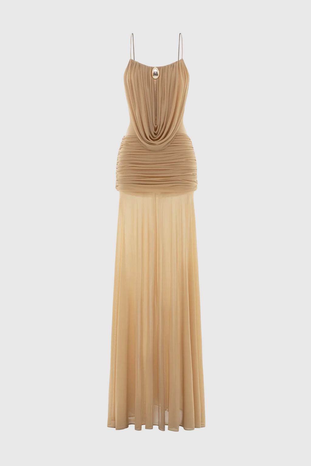 Flowering Girl Women Neraos Draped Ruched Maxi Dress - Beige