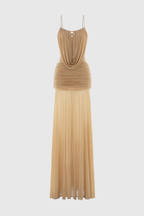 Flowering Girl Women Neraos Draped Ruched Maxi Dress - Beige