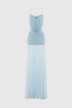 Flowering Girl Women Neraos Draped Ruched Maxi Dress - Blue
