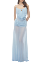 Flowering Girl Women Neraos Draped Ruched Maxi Dress - Blue