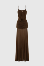 Flowering Girl Women Neraos Draped Ruched Maxi Dress - Brown