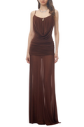 Flowering Girl Women Neraos Draped Ruched Maxi Dress - Brown