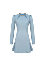 sylvia rhinestone neck cutout mini dress in blue
