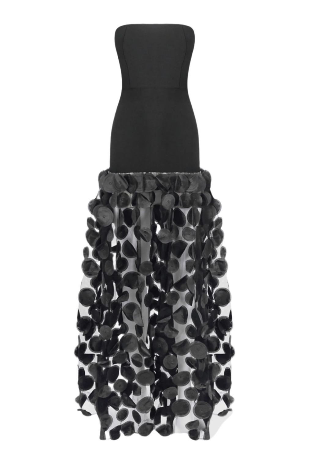 Flowering Girl Women Nodin Strapless Dot Mesh Maxi Dress - Black
