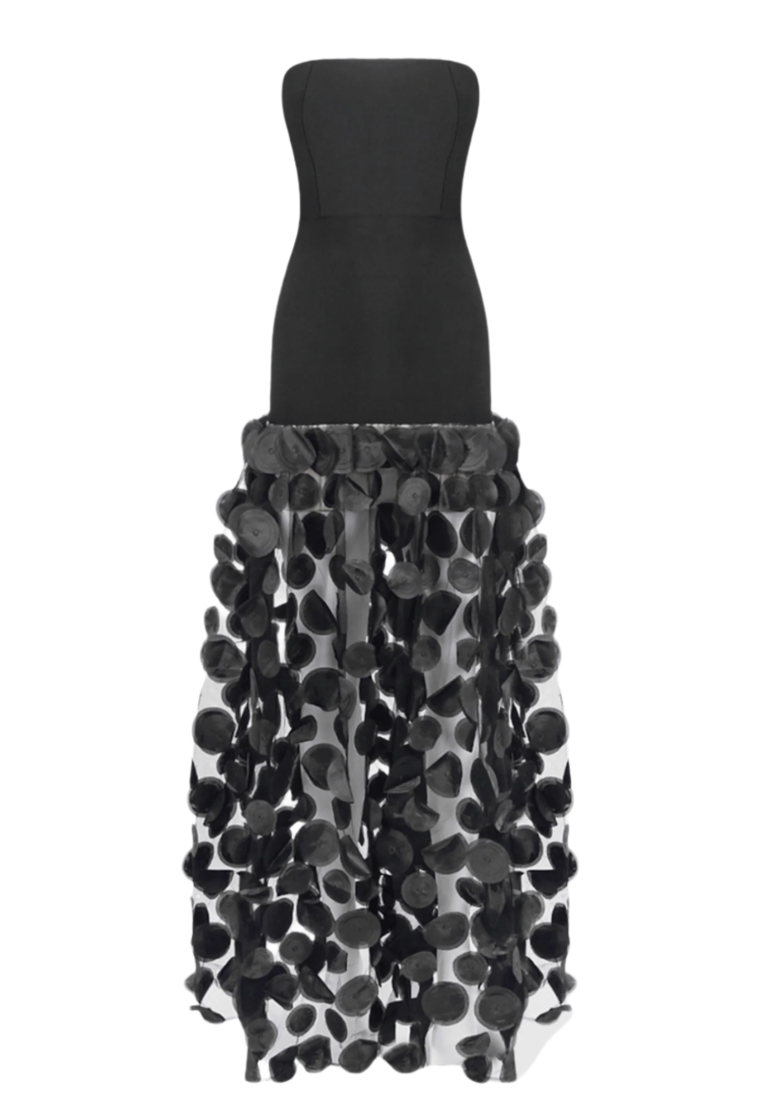 Flowering Girl Women Nodin Strapless Dot Mesh Maxi Dress - Black