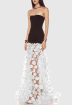 Flowering Girl Women Nodin Strapless Dot Mesh Maxi Dress - White