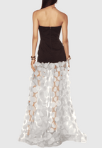 Flowering Girl Women Nodin Strapless Dot Mesh Maxi Dress - White