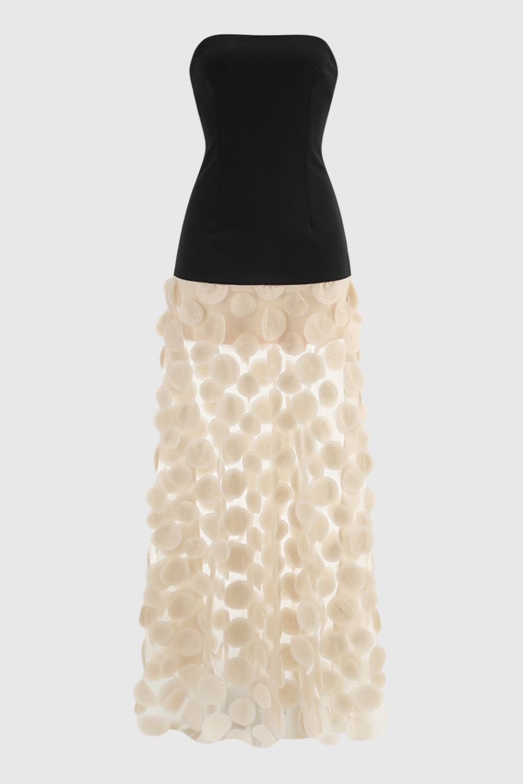 Flowering Girl Women Nodin Strapless Dot Mesh Maxi Dress