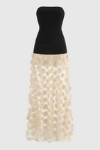 Flowering Girl Women Nodin Strapless Dot Mesh Maxi Dress