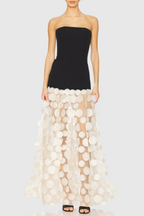 Flowering Girl Women Nodin Strapless Dot Mesh Maxi Dress