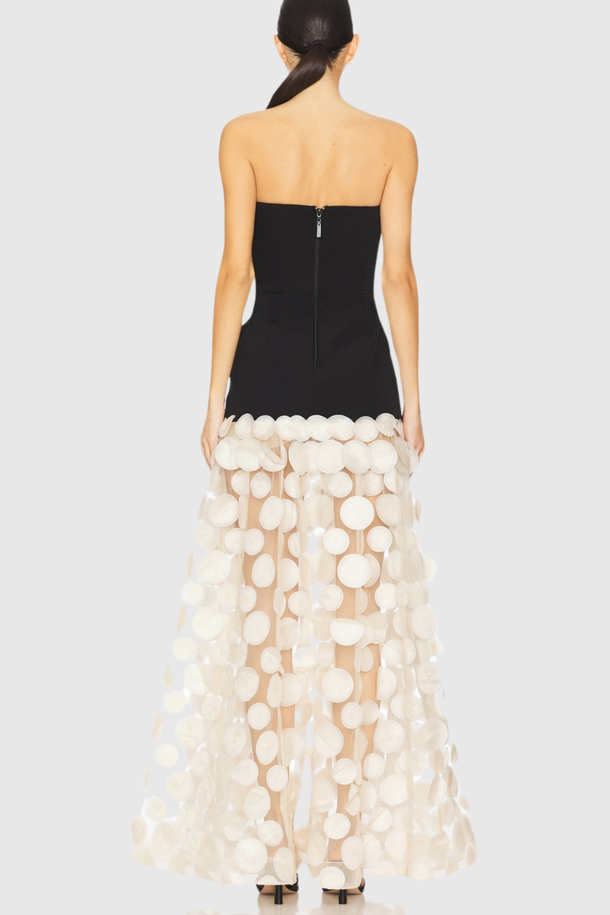 Flowering Girl Women Nodin Strapless Dot Mesh Maxi Dress